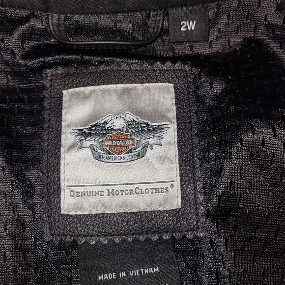 Women's Black Leather Harley Jacket, Size 2W - Picture 5 of 5